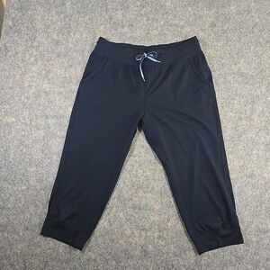 Green Tea Women's Dark Navy Blue Super Soft Cuffed Jogger Lounge Capri Size XL